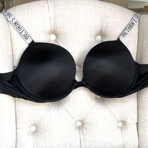 Black Rhinestone Very Sexy Push-up Bra